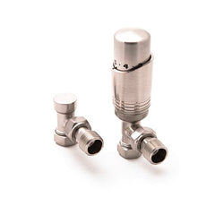Reina Modal TRV Angled Valve Brushed For Heated Towel Rail Radiator With Lockshield
