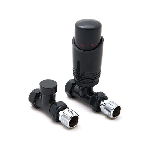 Reina Modal TRV Straight Valve Anthracite For Heated Towel Rail With Lockshield