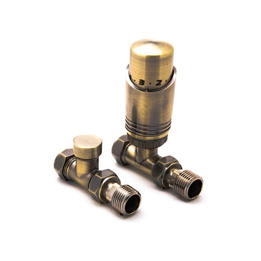 Reina Modal TRV Straight Valve Bronze For Heated Towel Rail Radiator With Lockshield