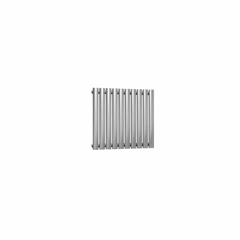 Single / Brushed / 600 x 590 mm Reina Nerox Heated Stainless Steel Designer Radiator Horizontal