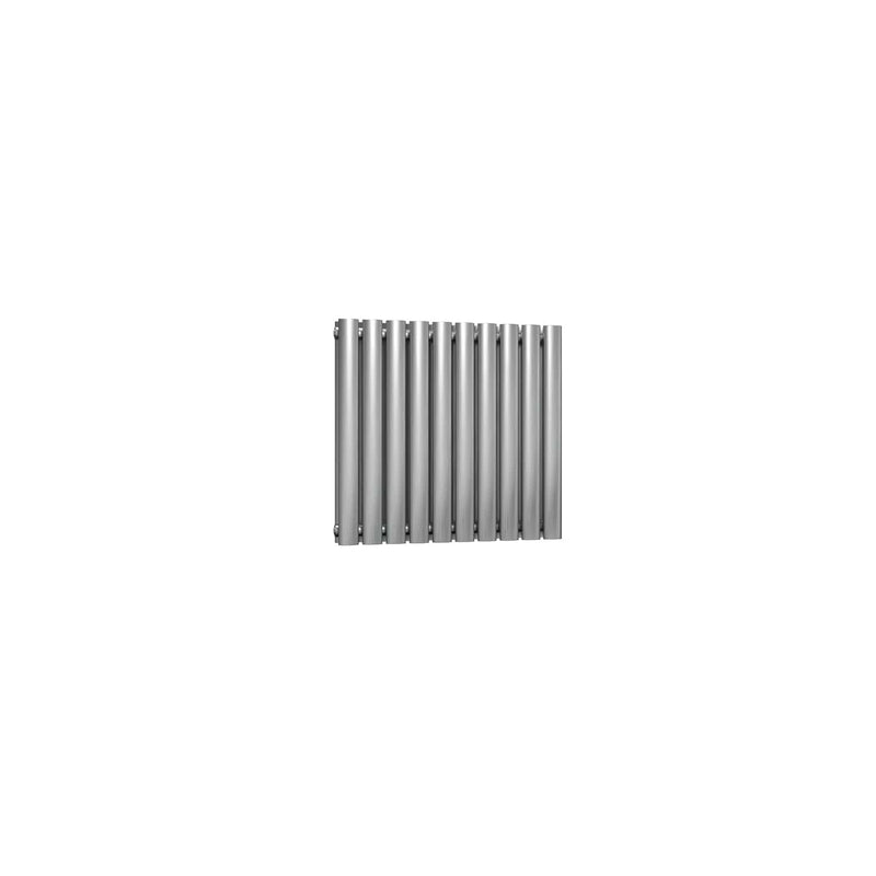 Double / Brushed / 600 x 590 mm Reina Nerox Heated Stainless Steel Designer Radiator Horizontal