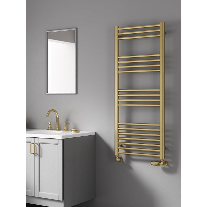 Reina Ottone Brushed Brass Flat Designer Towel Rail