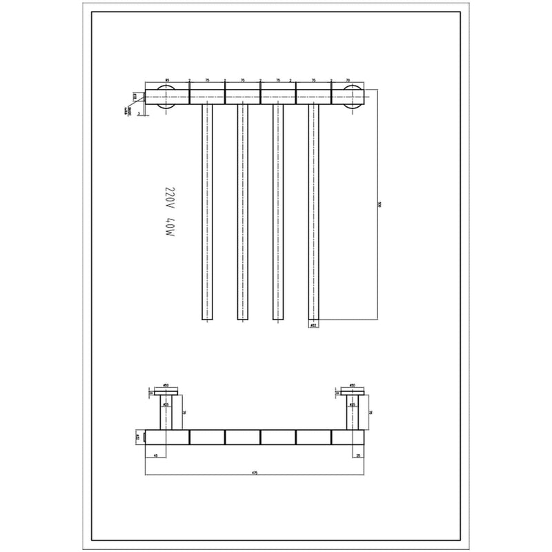 455 x 500 mm Reina Rance Dry Electric Heated Designer Radiator