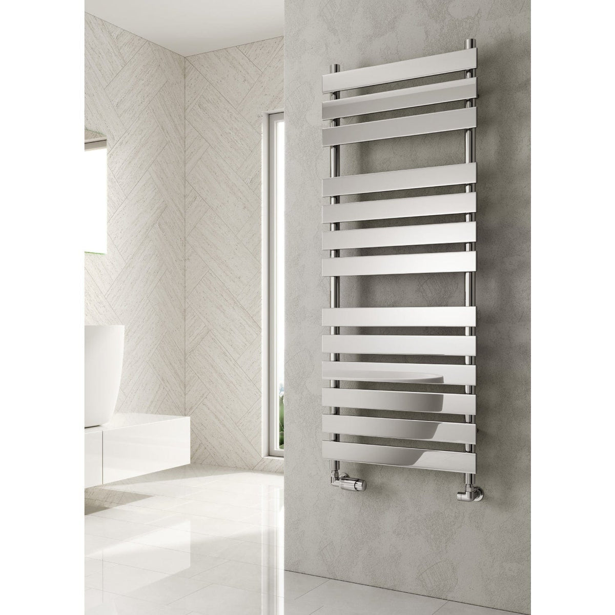 Reina Trento Vertical Chrome Towel Rail Steel Radiator