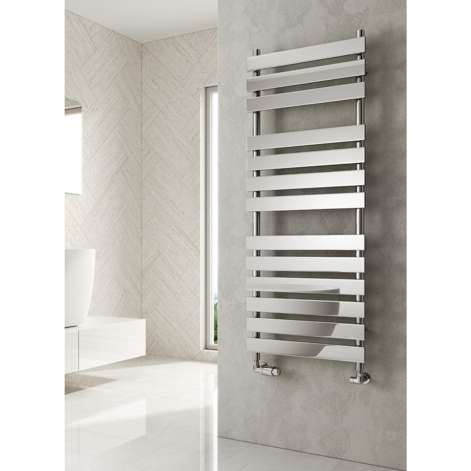 Reina Trento Vertical Chrome Towel Rail Steel Radiator