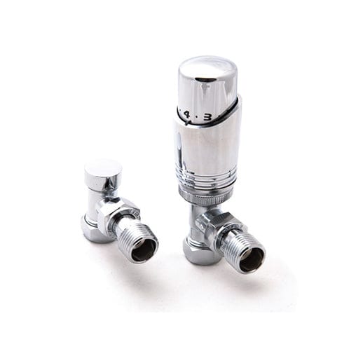 Reina TRV Angled Valve Chrome For Heated Towel Rail With Lockshield