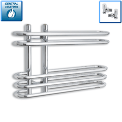 With Angled Valve Salina 600 x 400 Designer Heated Chrome Towel Radiator