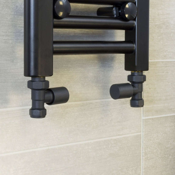 Straight Anthracite Towel Rail Radiator Valve in Pair