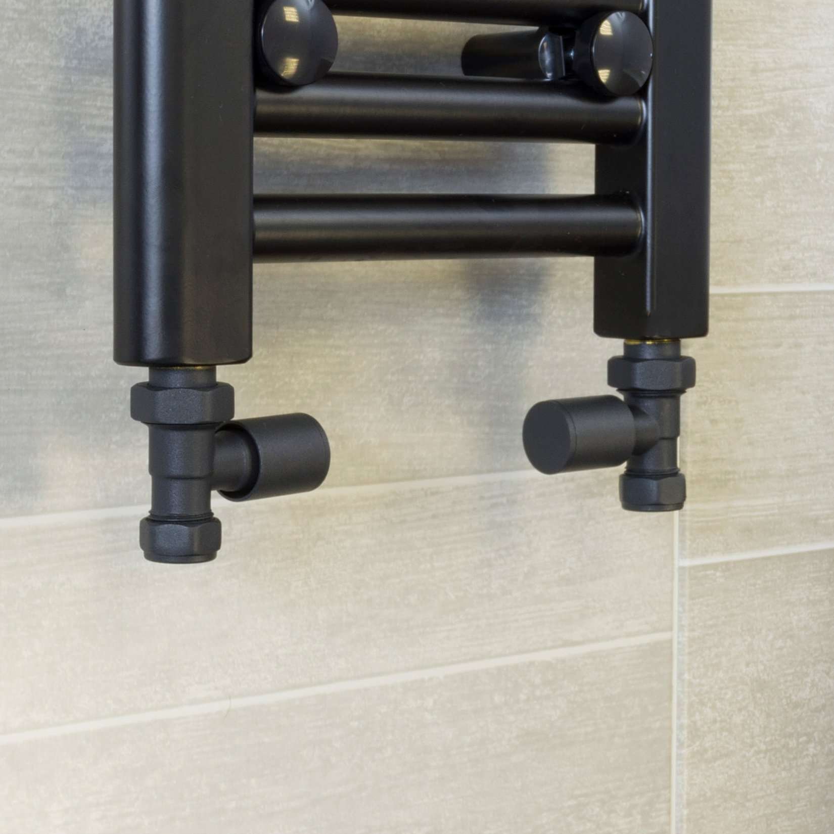 Straight Anthracite Towel Rail Radiator Valve in Pair