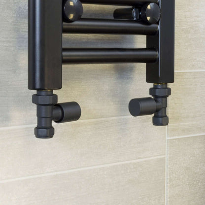Straight Anthracite Towel Rail Radiator Valve in Pair