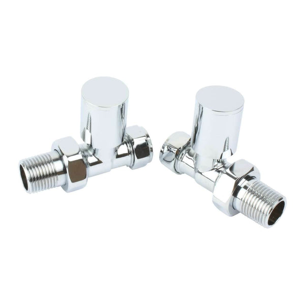 Straight Chrome Towel Rail Radiator Valve in Pair