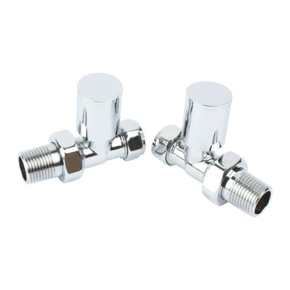 Straight Chrome Towel Rail Radiator Valve in Pair
