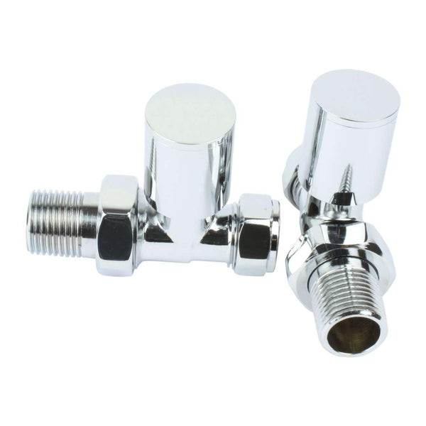 Straight Chrome Towel Rail Radiator Valve in Pair