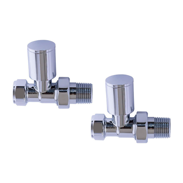 Straight Chrome Towel Rail Radiator Valve in Pair