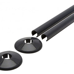 Anthracite 200mm Talon Snappit Towel Rail Radiator Pipe Covers Collars Black, White, Chrome, Anthracite