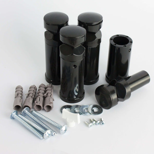 Black / Without Plugs Universal Wall Brackets for Heated Towel Rail Radiator Chrome, Black or White
