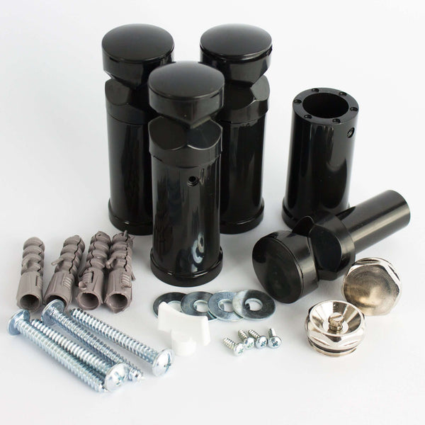 Black / With Plugs Universal Wall Brackets for Heated Towel Rail Radiator Chrome, Black or White