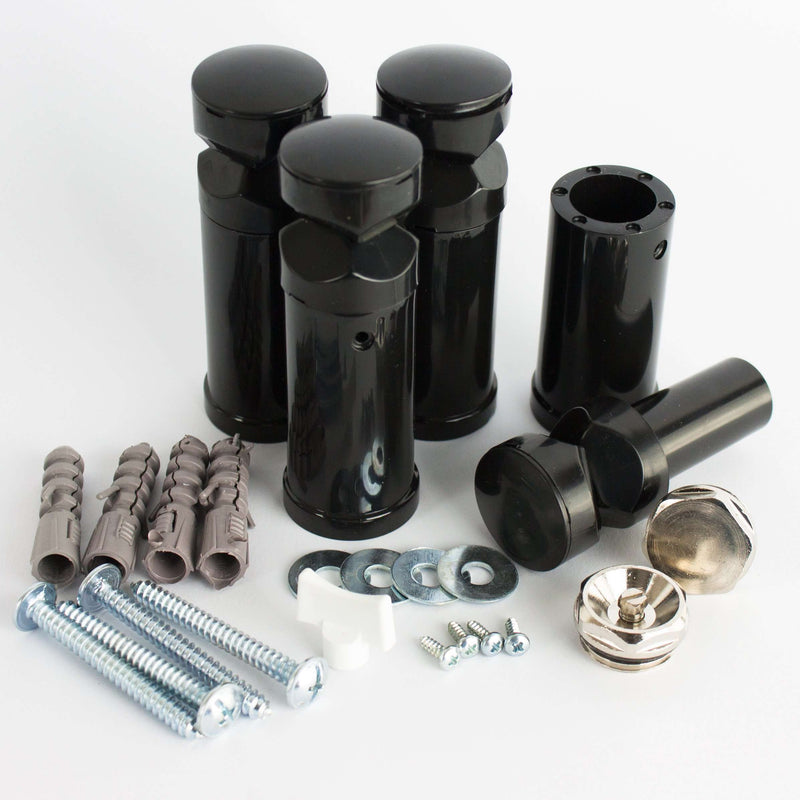 Black / With Plugs Universal Wall Brackets for Heated Towel Rail Radiator Chrome, Black or White