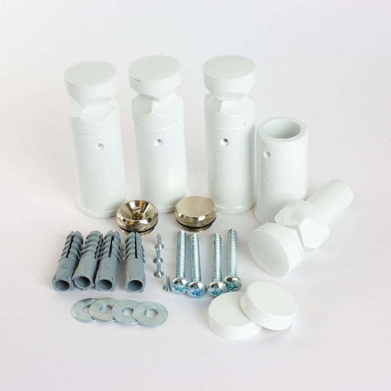 White / With Plugs and Caps Universal Wall Brackets for Heated Towel Rail Radiator Chrome, Black or White